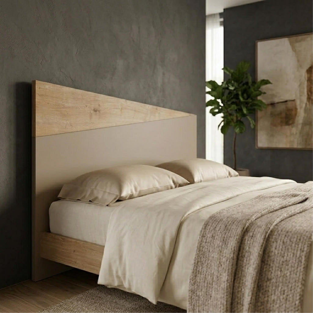 Tête de lit murale Diago pour lit King Size chêne, grès 160x74 cm
