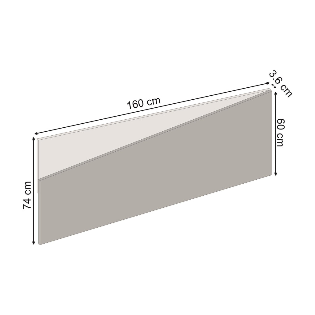 Tête de lit murale Diago pour lit King Size chêne, grès 160x74 cm