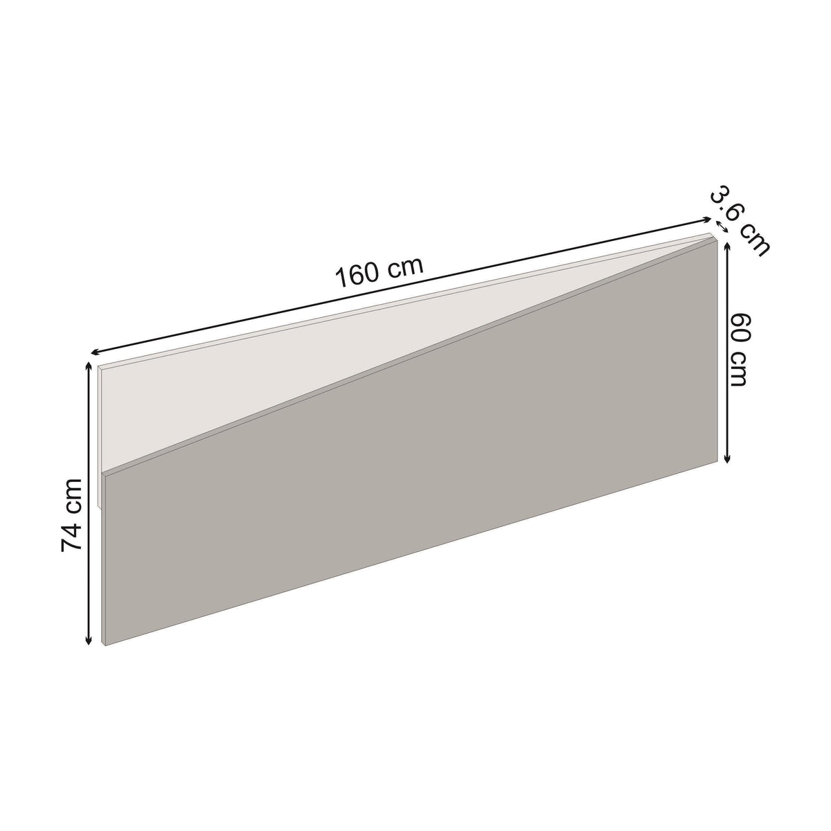 Tête de lit murale Diago pour lit King Size chêne, grès 160x74 cm