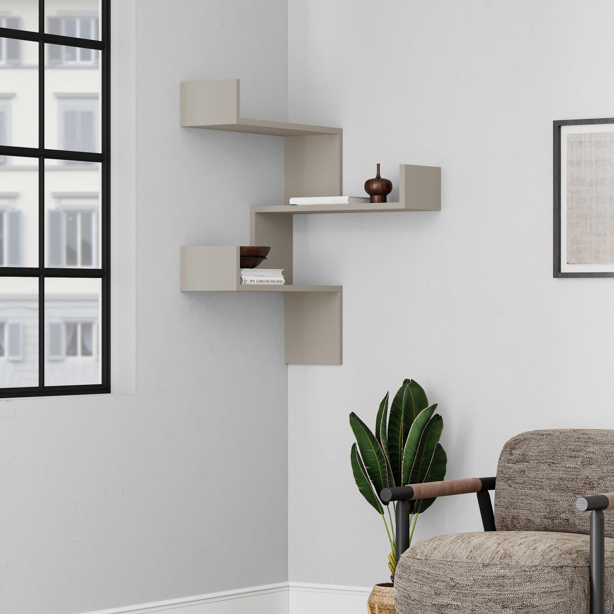 Luksa Étagère Murale d'Angle Moderne, Meuble de Rangement, Taille Moyenne L 60cm