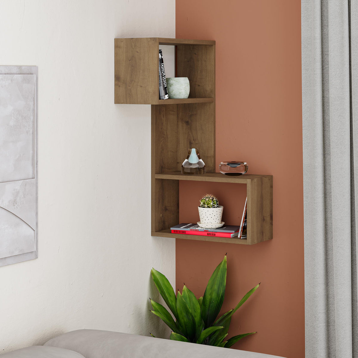 Étagère d'angle étroite mi-moderne 82cm