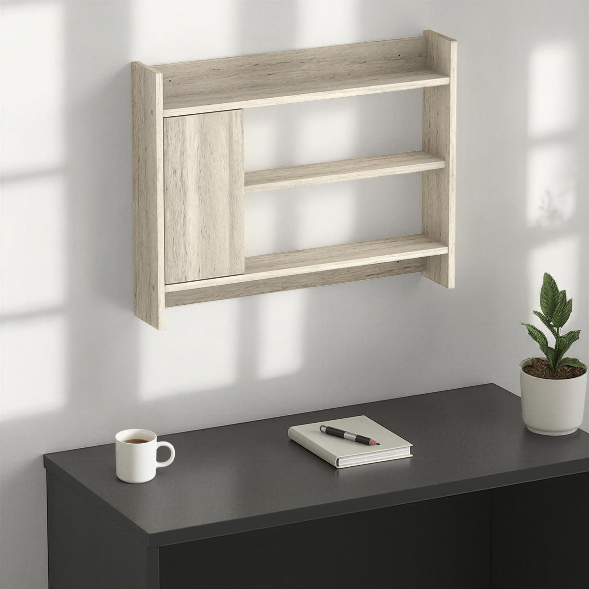 Étagère murale Fleet – Unité murale de 85 cm avec placard