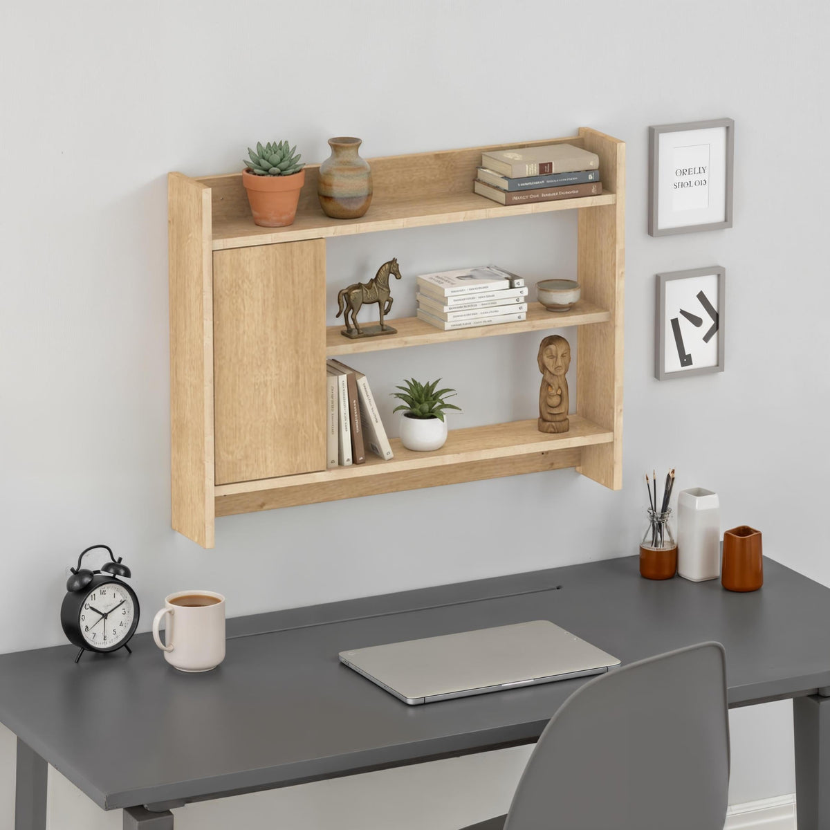 Étagère murale Fleet – Unité murale de 85 cm avec placard