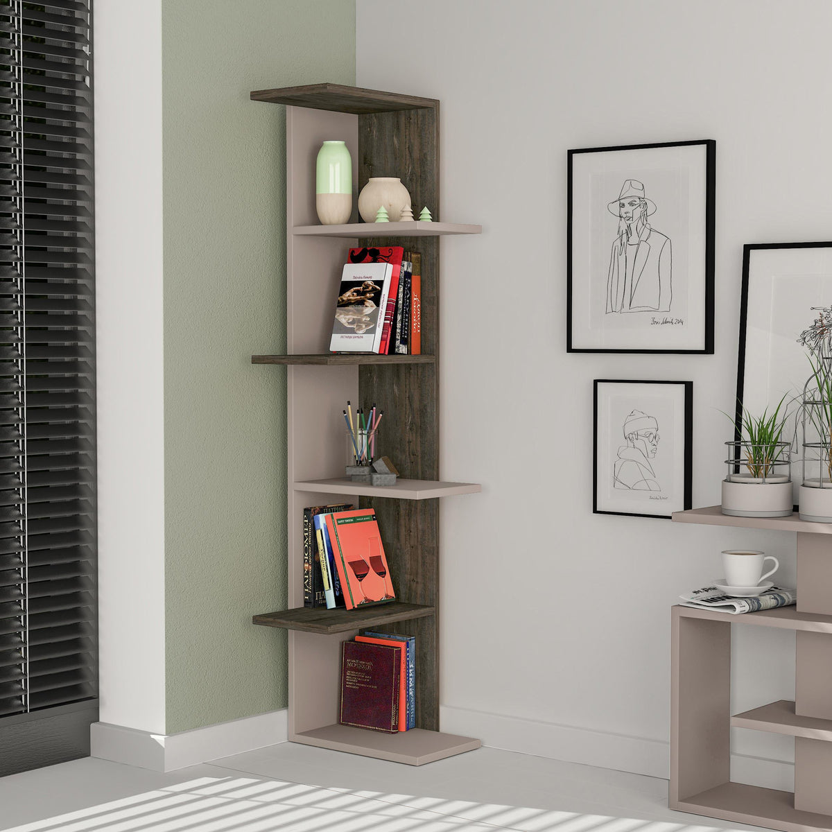 Étagère d'angle Saso à 5 niveaux 141 cm