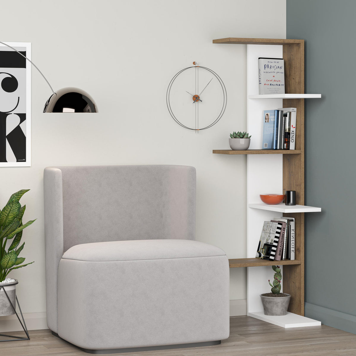 Étagère d'angle Saso à 5 niveaux 141 cm
