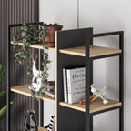 Étagère bibliothèque industrielle Detroit Chêne - Noir 87,5 x 175 cm