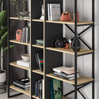 Étagère Bibliothèque Industrielle Detroit Chêne - Noir 143,5 x 175 cm