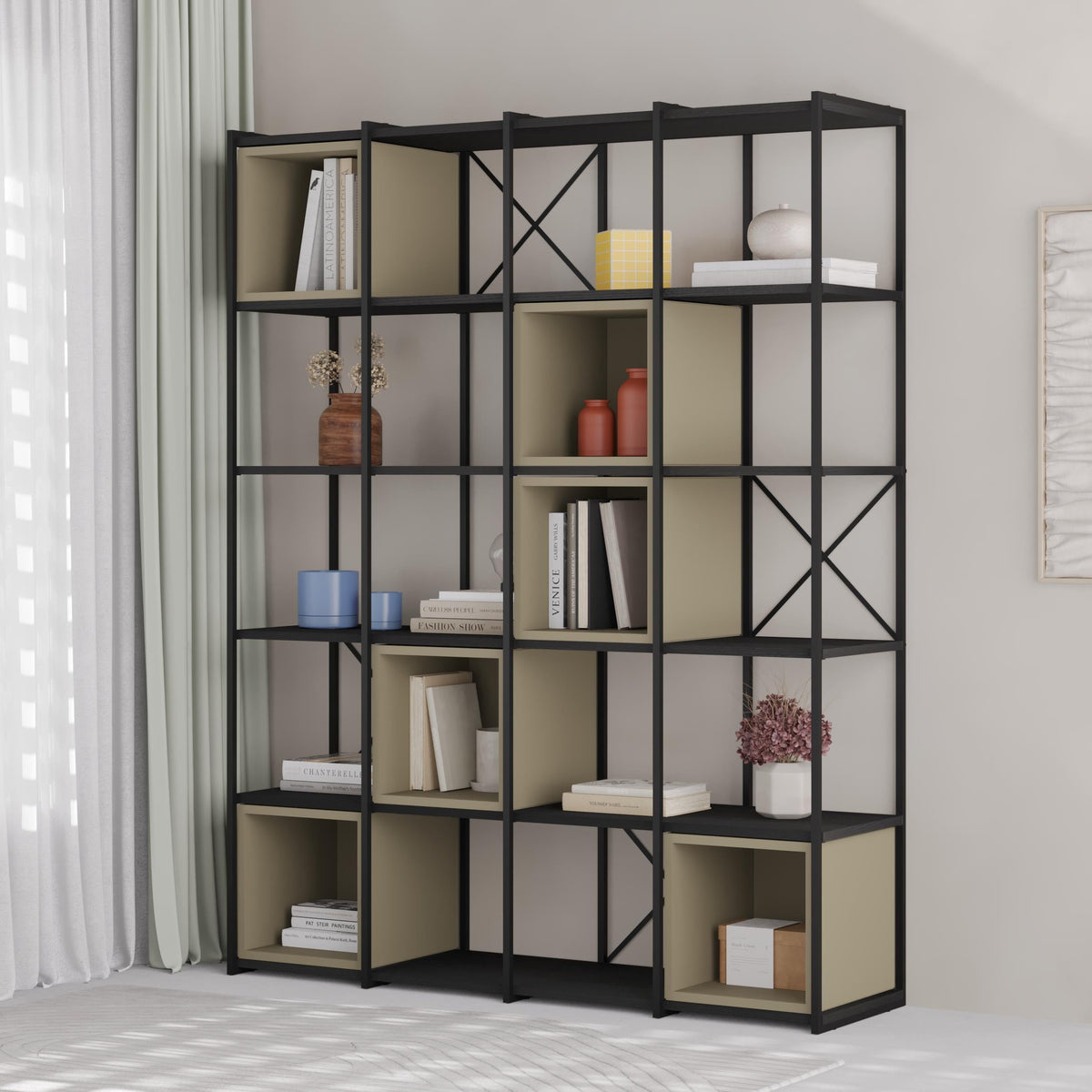 Ensemble bibliothèque industrielle Vale Maxi 39 x 140 x 179 cm