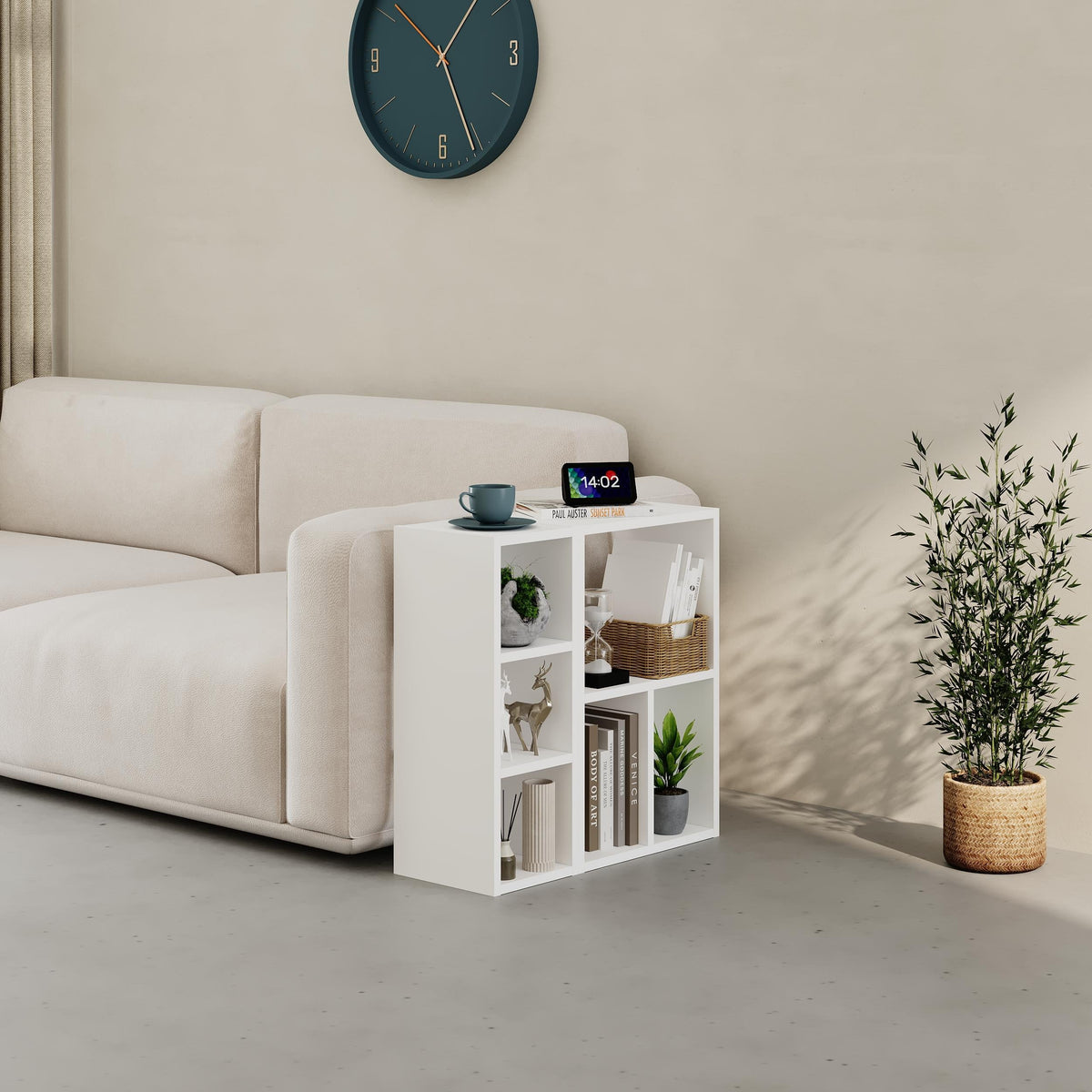 Petite bibliothèque basse Combayn – Meuble de rangement modulaire