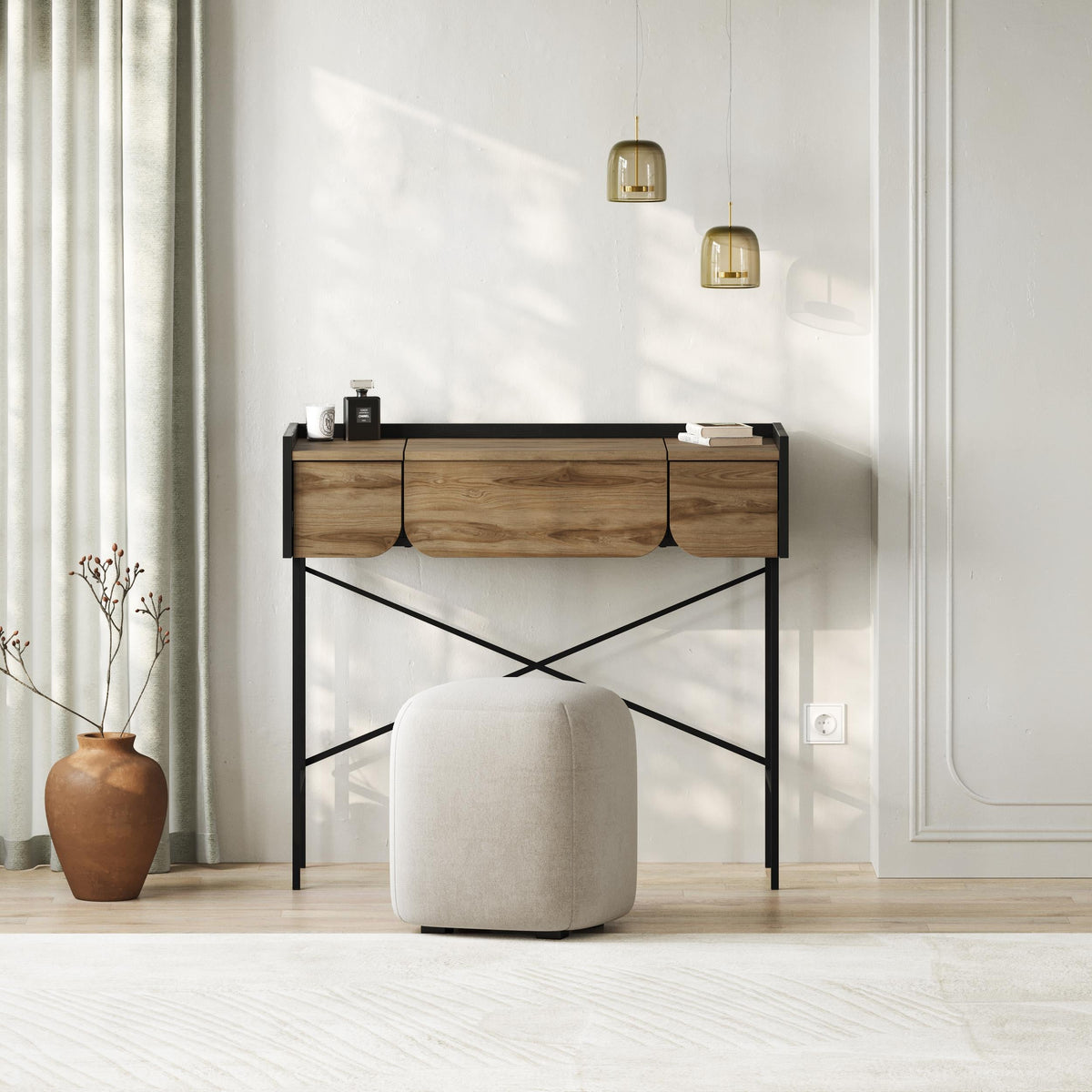 Coiffeuse Terra avec miroir et 2 tiroirs