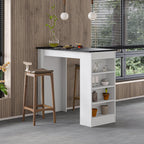 Table de bar de cuisine moderne Swallow – Table à manger avec étagères de rangement