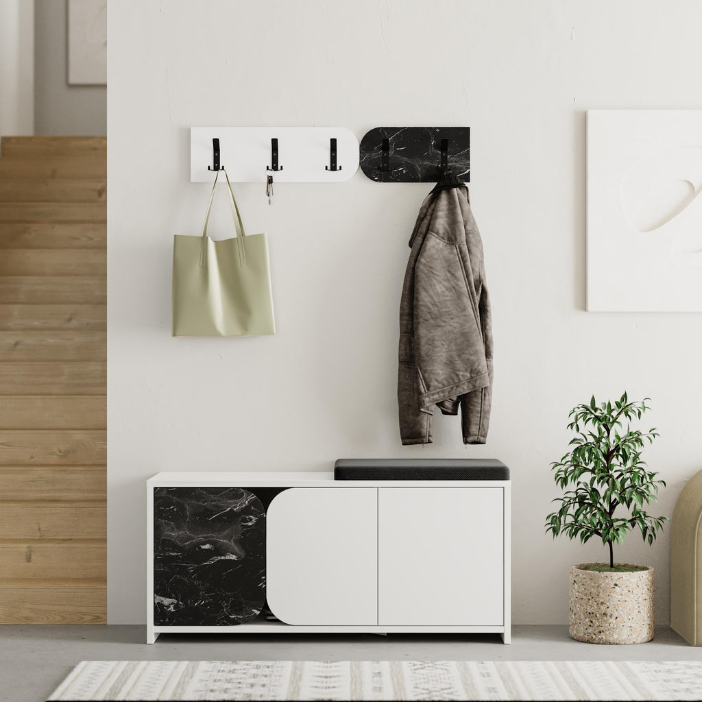 Meuble à chaussures et portemanteau Moni