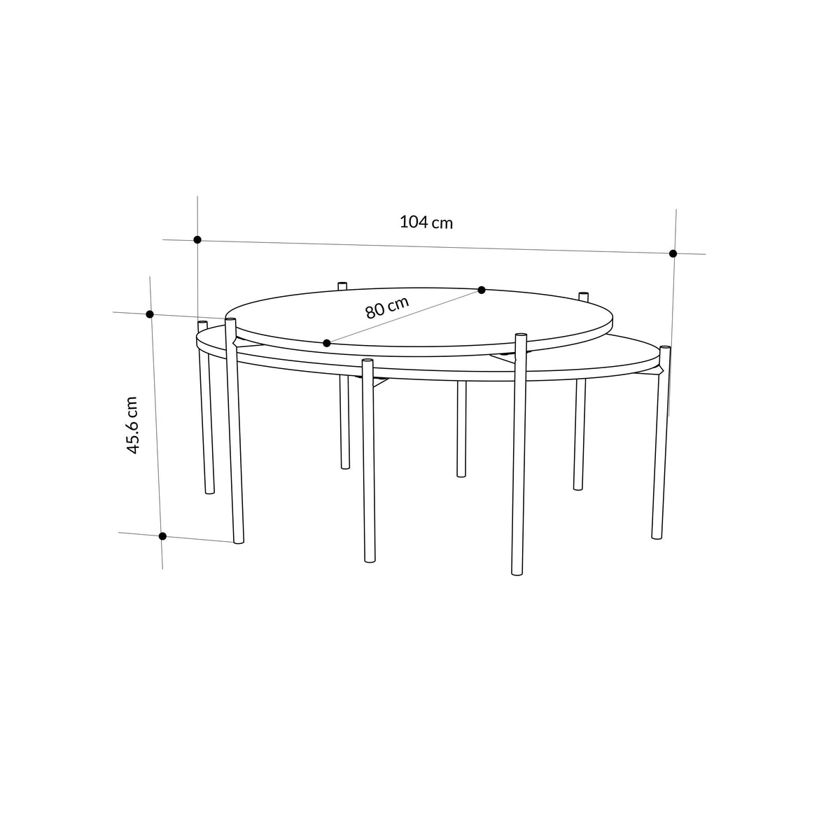 Lot de tables basses rondes et ovales Odelia