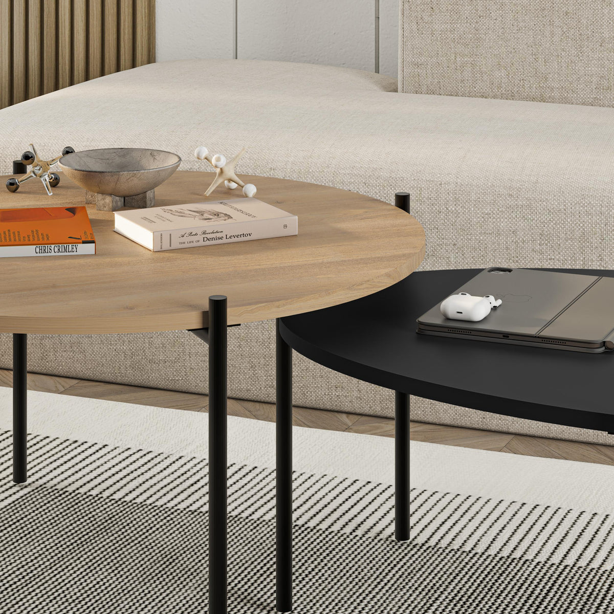 Lot de tables basses rondes et ovales Odelia