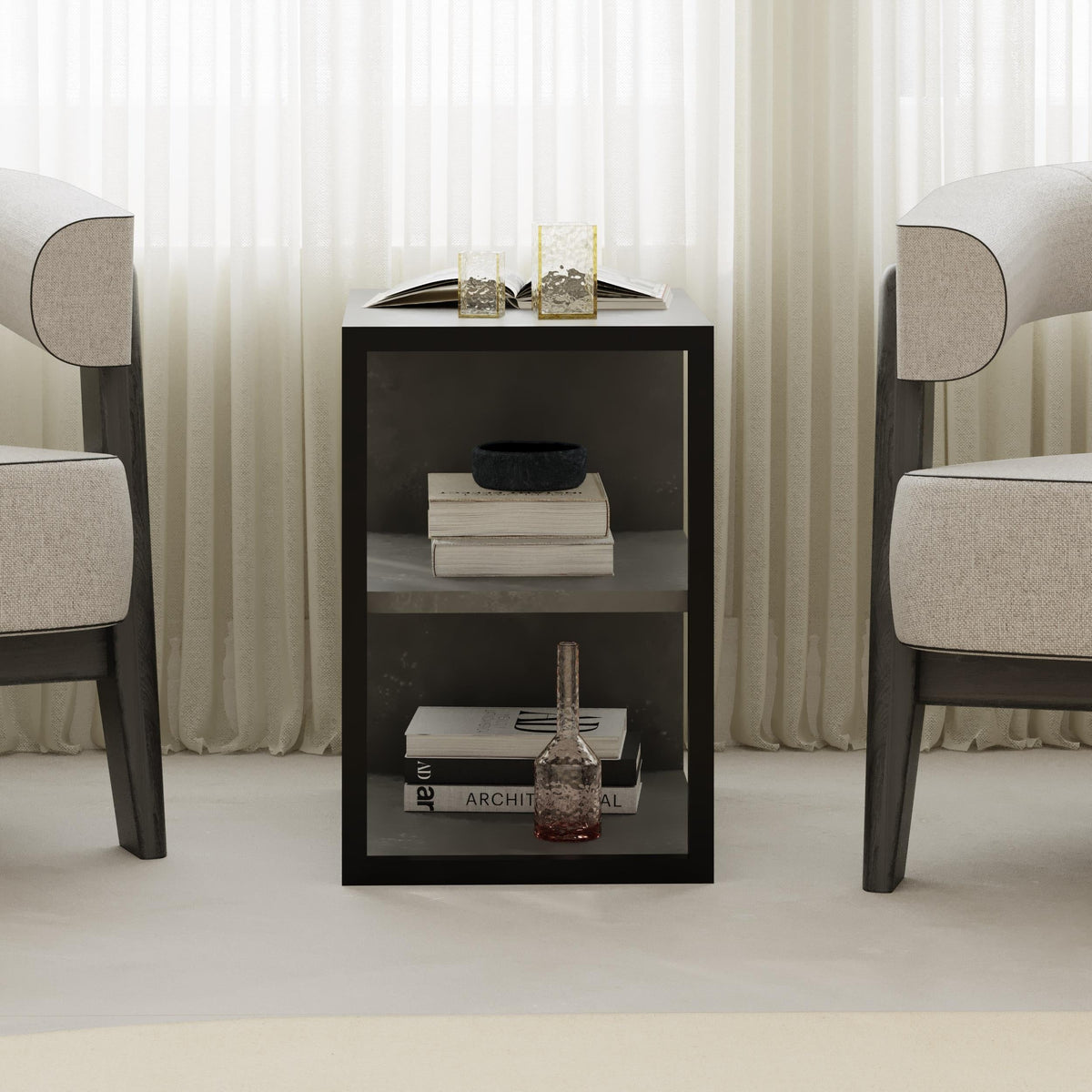 Table d'appoint Echo simple – Table d'appoint moderne pour canapé avec étagères