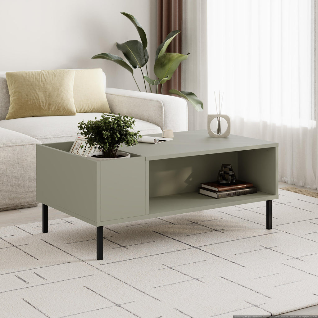 Table basse Vena moderne frêne vert 100 x 60 cm