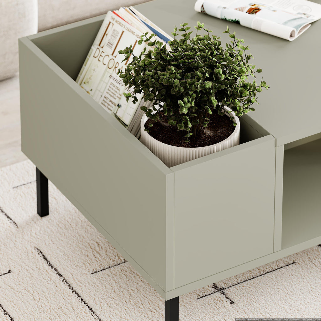 Table basse Vena moderne frêne vert 100 x 60 cm