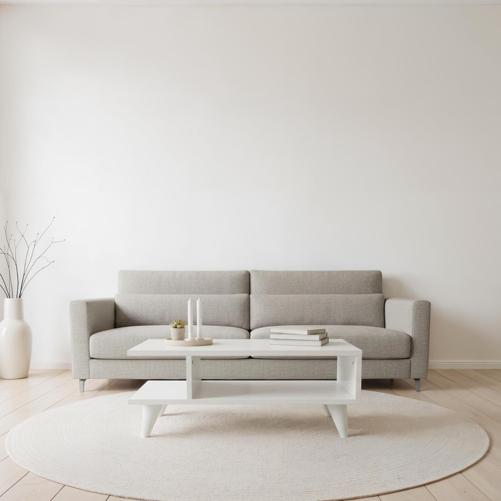 Table basse Titus avec étagère de rangement ouverte blanc 80 x 45 x 32,4 cm