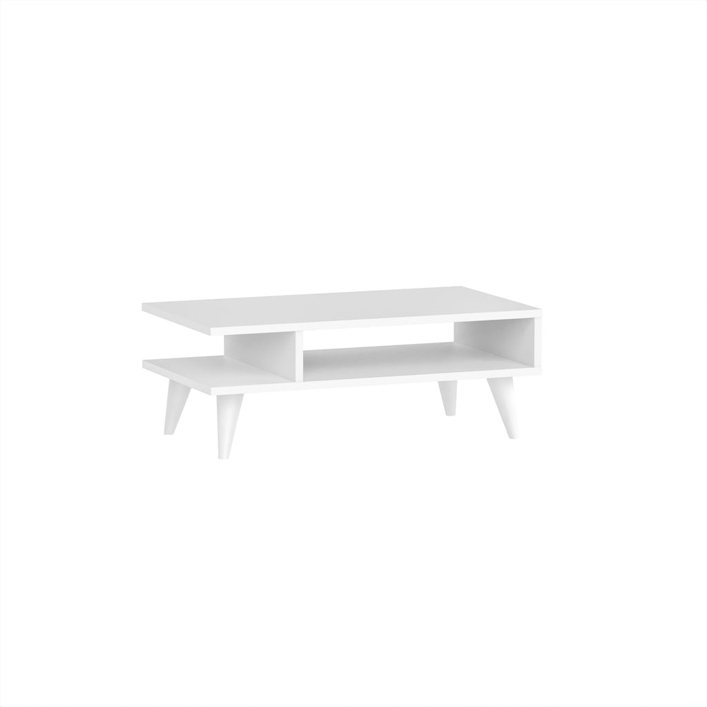 Table basse Titus avec étagère de rangement ouverte blanc 80 x 45 x 32,4 cm
