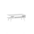 Table basse Titus avec étagère de rangement ouverte blanc 80 x 45 x 32,4 cm
