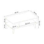 Table basse Titus avec étagère de rangement ouverte blanc 80 x 45 x 32,4 cm