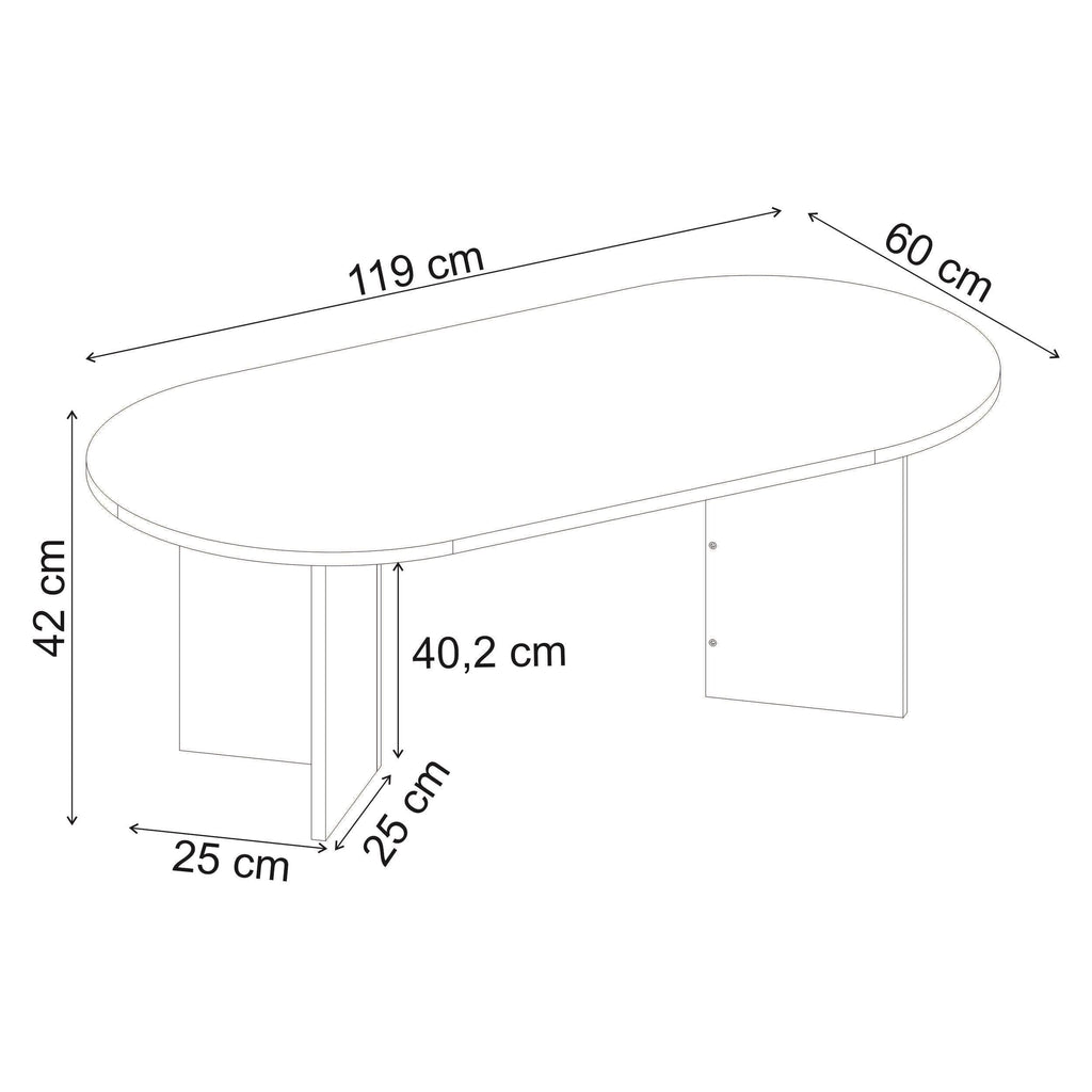 Table basse ovale Sable 119 x 60 cm