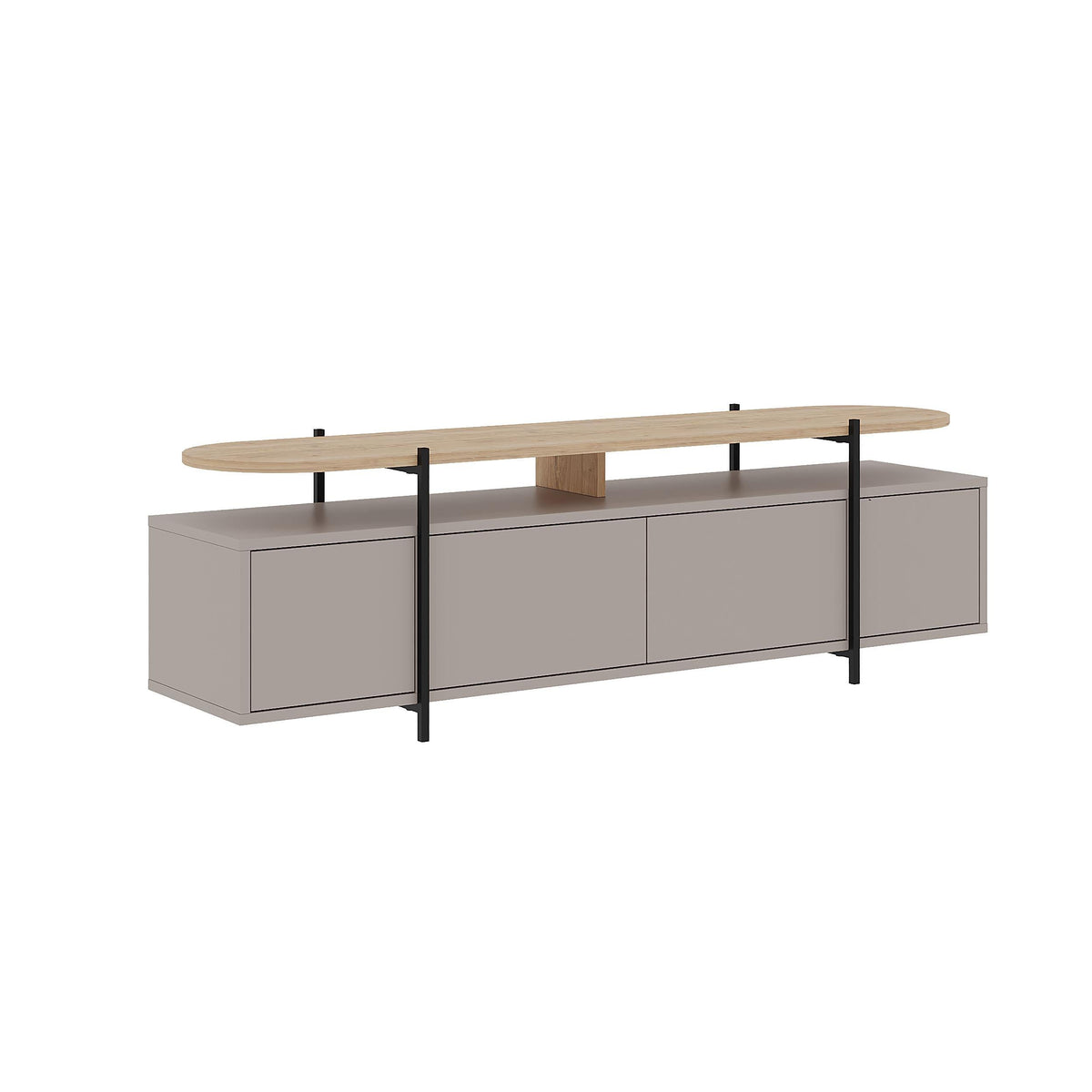 Meuble TV moderne Hanley avec centre multimédia et armoire de rangement 160 cm