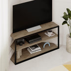 Meuble TV d'angle Echo – Unité d'angle compacte pour téléviseurs avec étagères de rangement pour salons ou appartements