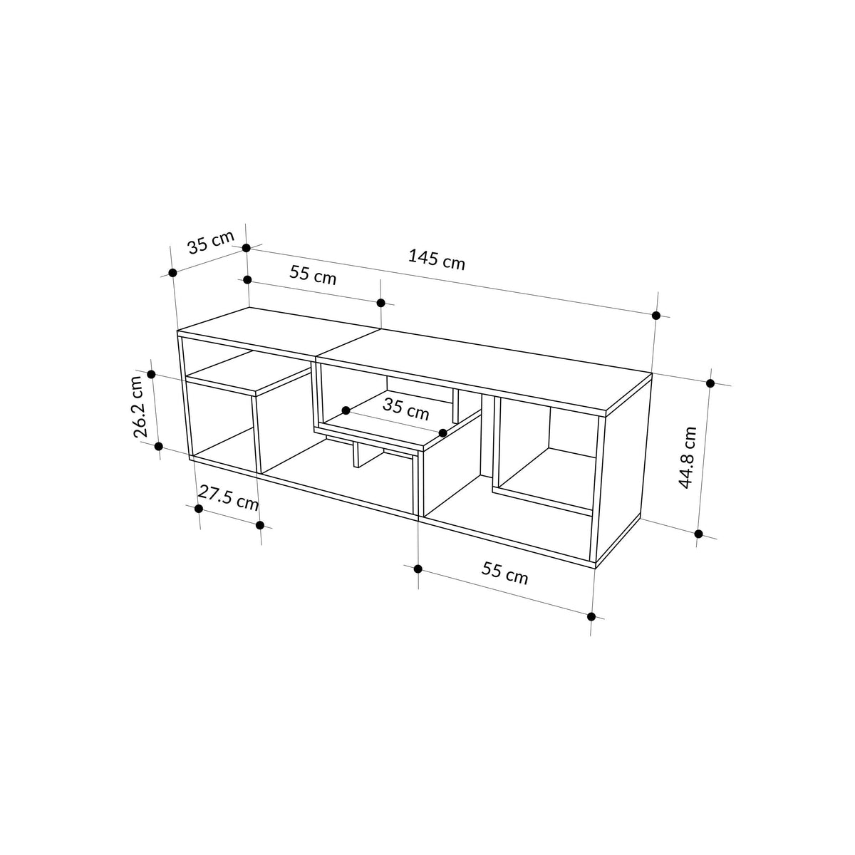Meuble TV d'angle Glis – Meuble TV moderne avec étagères réglables