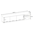Meuble TV Conrad – 180 cm – 3 portes à fermeture amortie, centre de divertissement mural