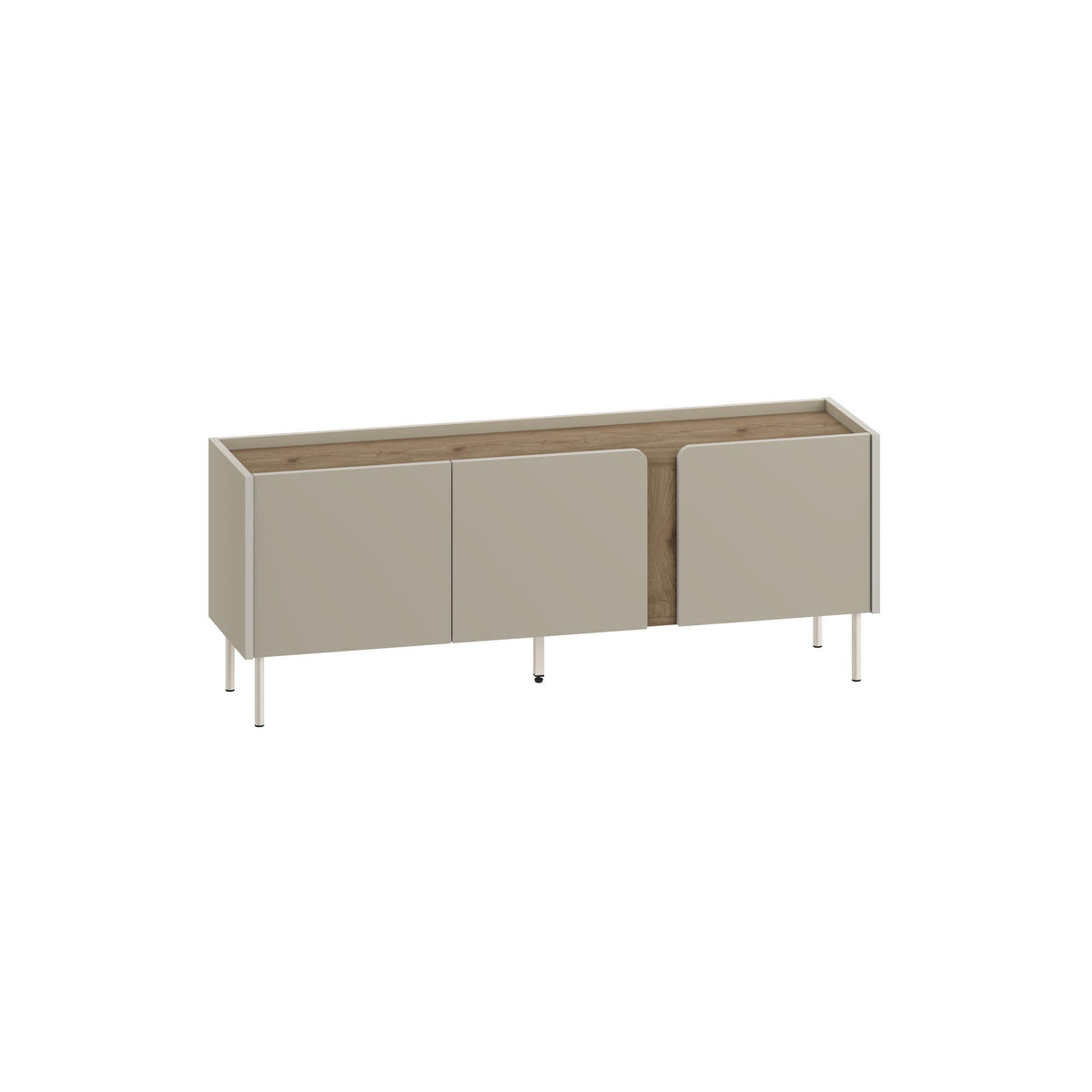 Meuble TV Norm 3 portes Chêne naturel-Grès 140 cm