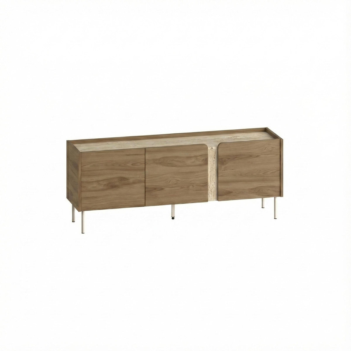 Meuble TV Norm 3 portes Chêne naturel-Grès 140 cm