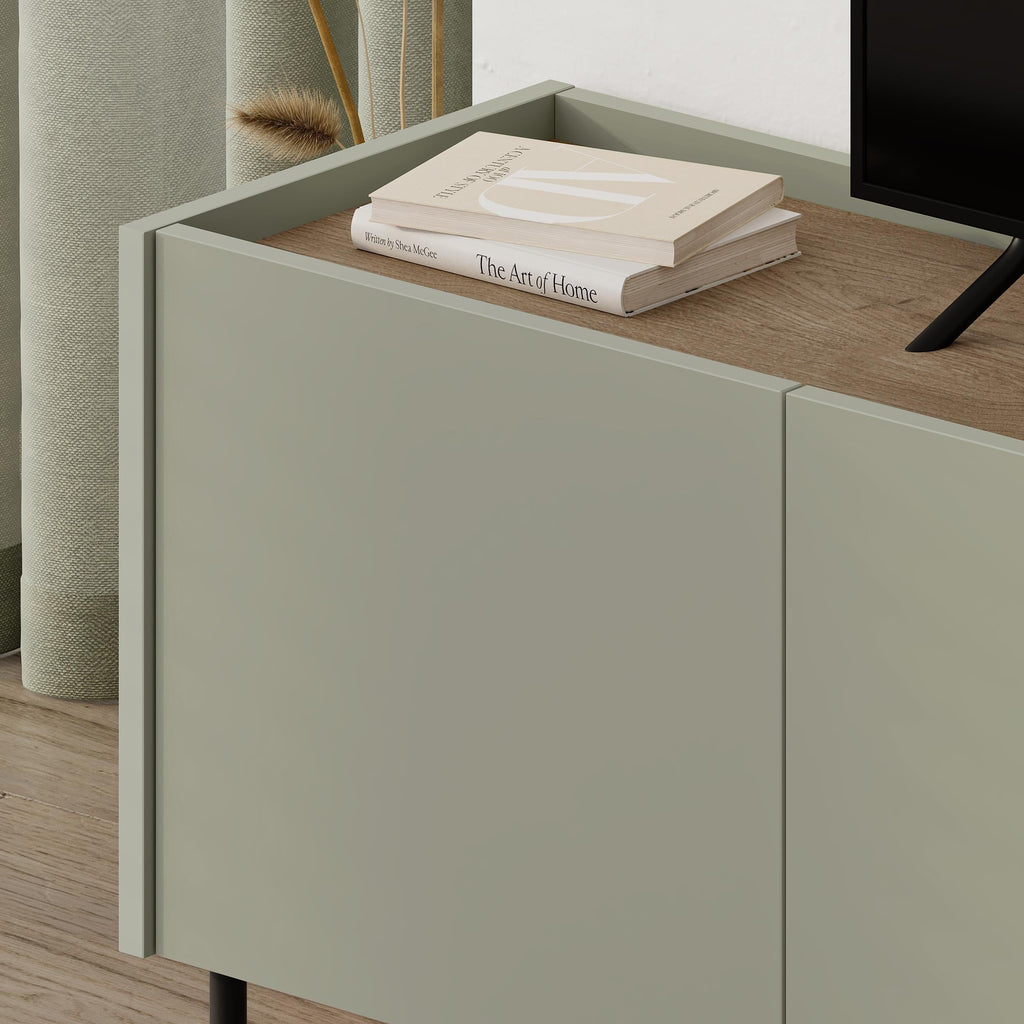 Meuble TV Norm 3 portes Chêne naturel-Grès 140 cm