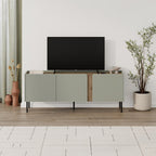 Meuble TV Norm 3 portes Chêne naturel-Grès 140 cm
