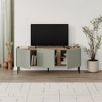 Meuble TV Norm 3 portes Chêne naturel-Grès 140 cm