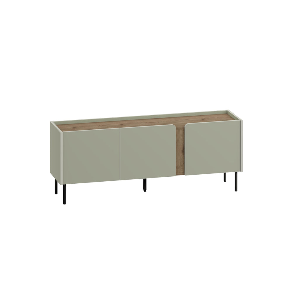 Meuble TV Norm 3 portes Chêne naturel-Grès 140 cm