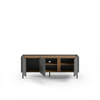 Meuble TV Norm 3 portes Chêne naturel-Grès 140 cm