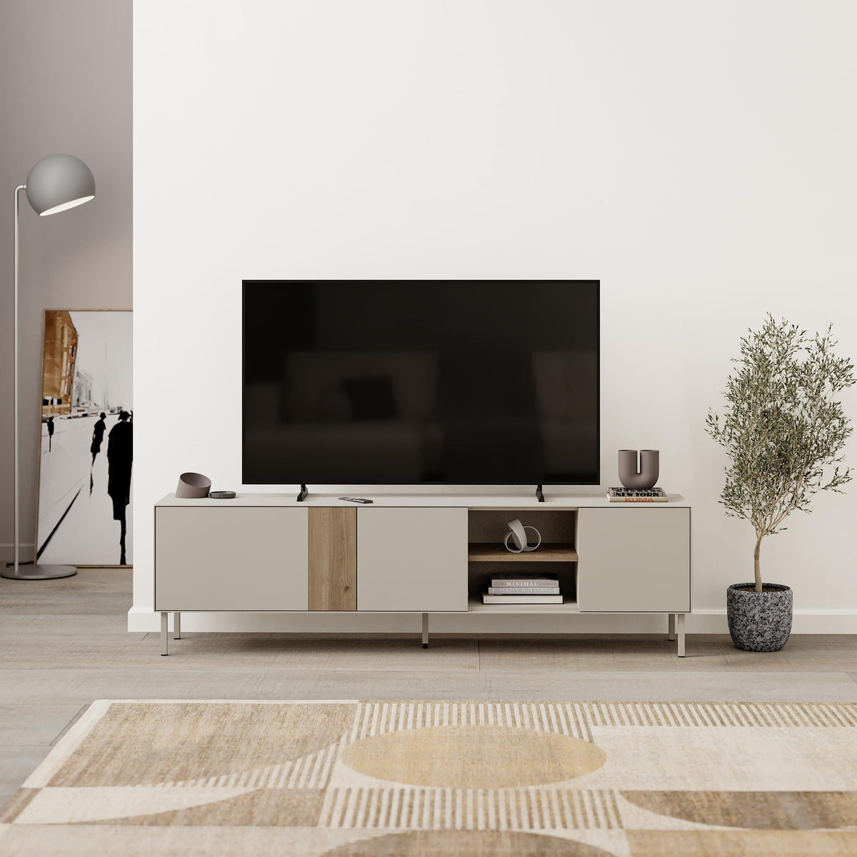Meuble TV Vena 3 Portes - Étagères Ouvertes 180 cm