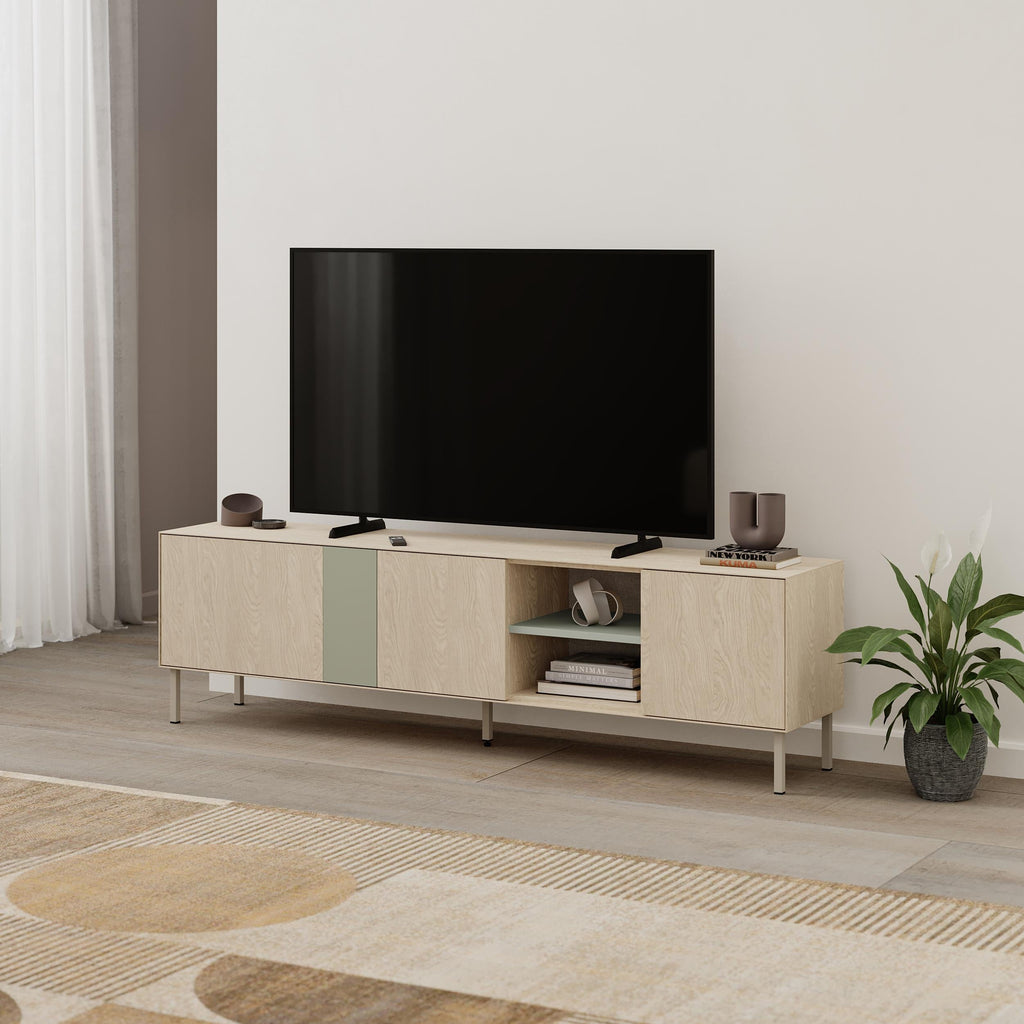 Meuble TV Vena 3 Portes - Étagères Ouvertes 180 cm