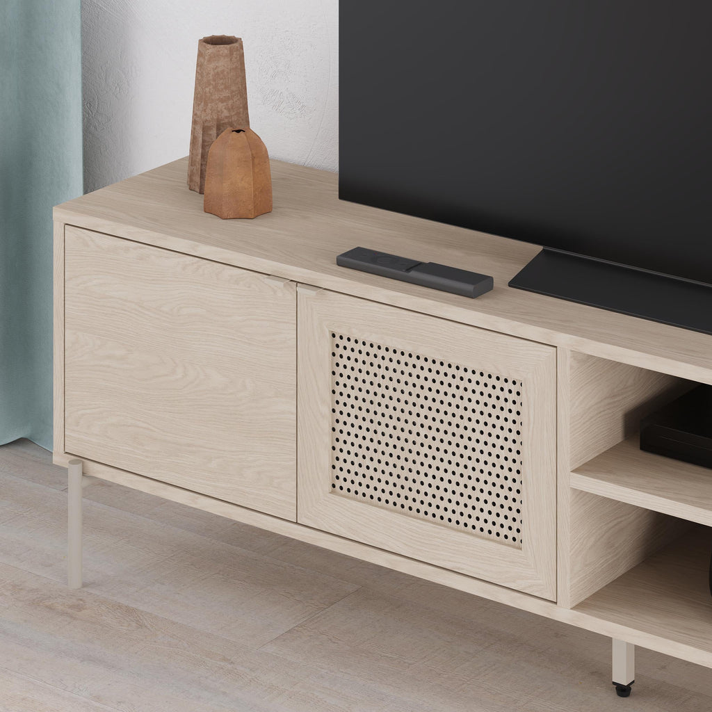 Meuble TV moderne Inca avec porte découpée au laser Chêne Sonoma 164 cm