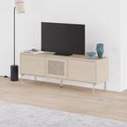 Meuble TV moderne Inca avec porte découpée au laser Chêne Sonoma 140 cm