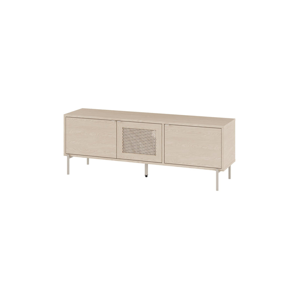 Meuble TV moderne Inca avec porte découpée au laser Chêne Sonoma 140 cm