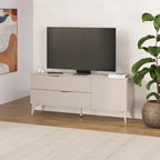 Meuble TV Jaden 2 tiroirs 1 porte, couleur sable, 150 x 35 x 61 cm