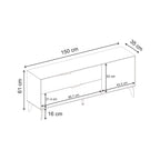 Meuble TV Jaden 2 tiroirs 1 porte, couleur sable, 150 x 35 x 61 cm