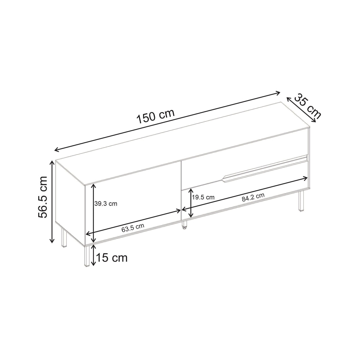 Meuble TV contemporain Arch 150 cm