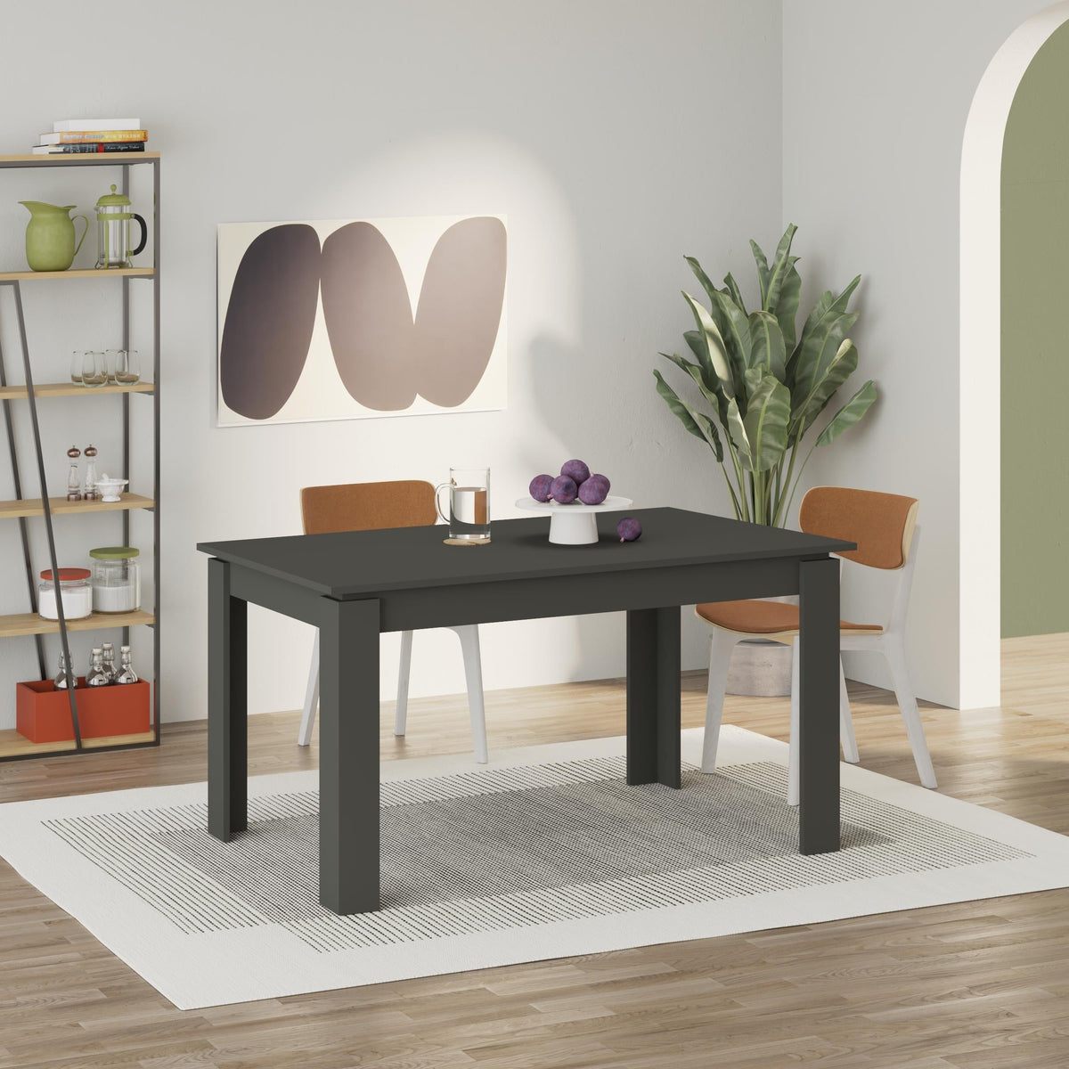 Table à manger moderne extensible Tolmen – Anthracite - 140/190 cm