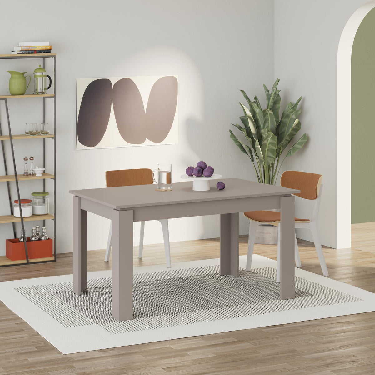 Table de salle à manger moderne extensible Tolmen – Mocha clair - 140/190 cm