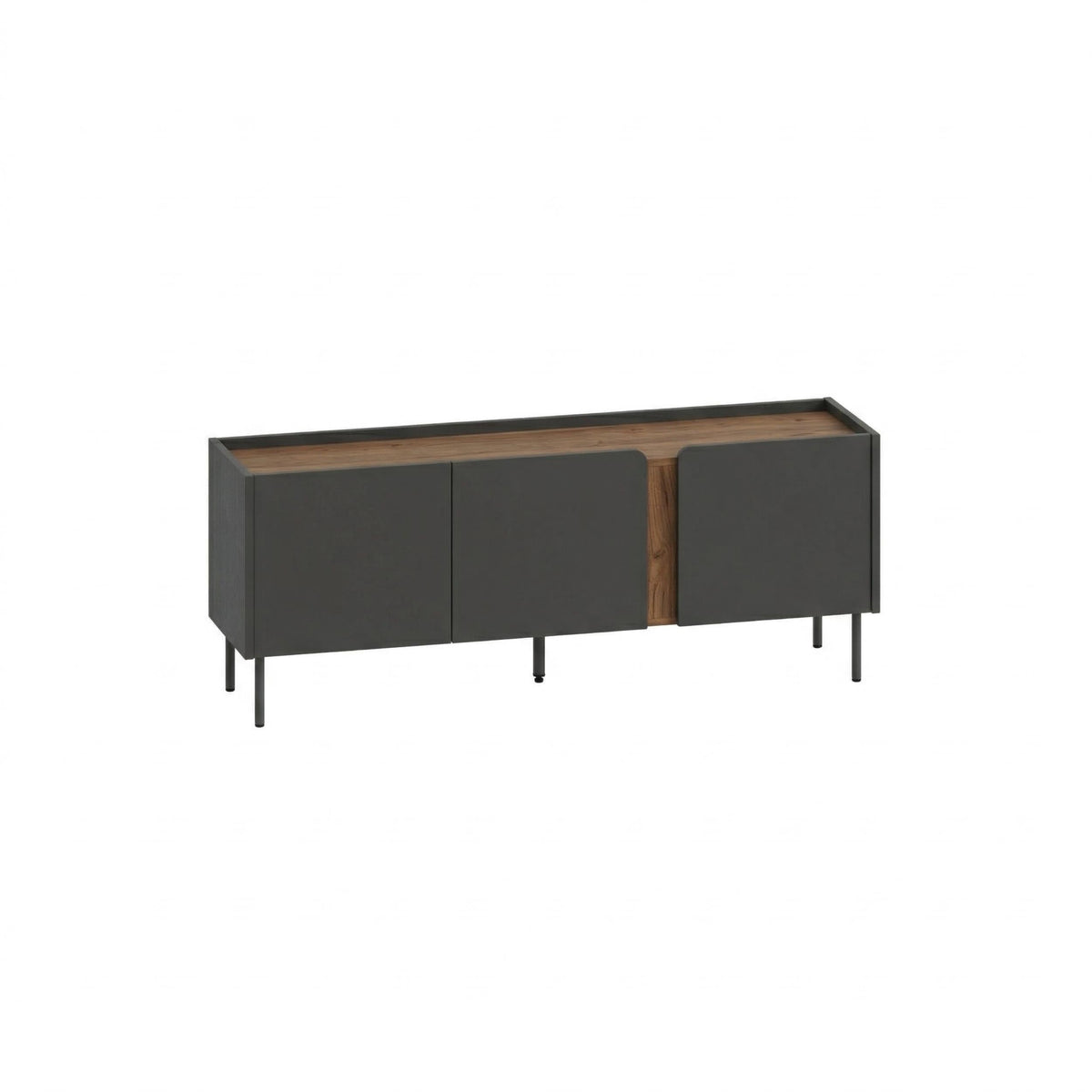 Meuble TV Norm 3 portes Chêne naturel-Grès 140 cm