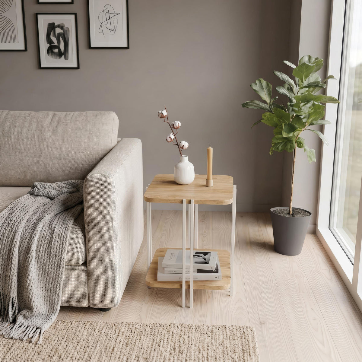 Table d'appoint Notus à 2 niveaux avec étagère