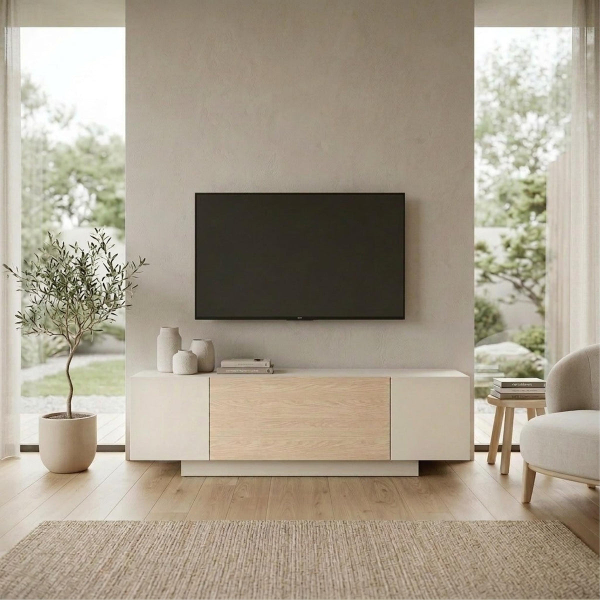Meuble TV Victor Grès-Chêne Sonoma-Blanc 150 x 37 x 45,5 cm